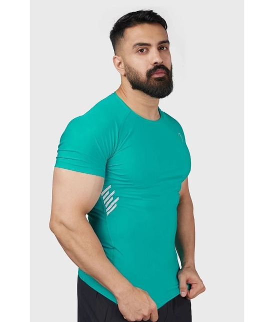 Fuaark Sea Green Nylon Slim Fit Mens Sports T-Shirt ( Pack of 1 ) - None