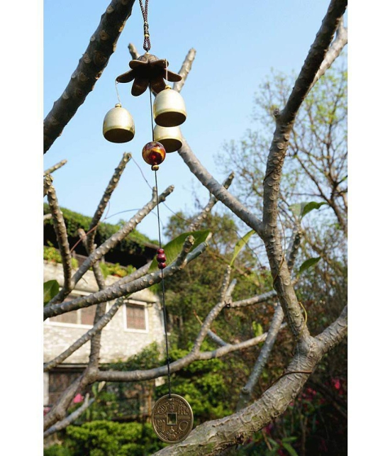 THRIFTKART 3 Bells Wind Chimes Feng Shui Wind Bell Brass Rod Indoor Windchime Pack of 1