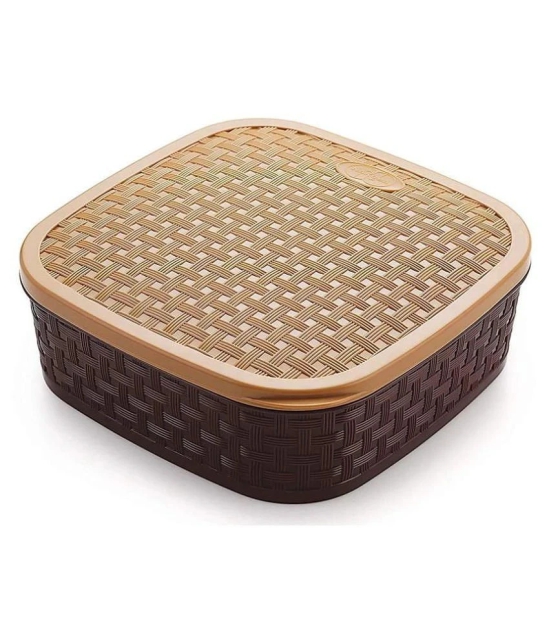 Masala Rangoli Box Dabba for Keeping Spices, Spice Box for Kitchen, Plastic Wooden Style Masala Box, Masala Container, Masala Dabba - Multicolor