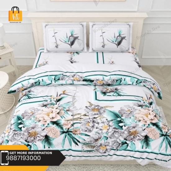 Bedsheet Adda-Super Mega King Size  King Size(108*108 in)-Pure Cotton Sanganeri Printed Jaipuri  Double Bedsheet With 2 Matching Pillow Covers-RJ-14-03-(108*108)-HT8213