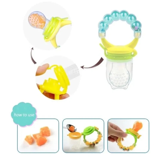 EN LIGNE BPA-Free Silicone Nipple Food Nibbler for Fruits and Veggies with Storage Box, Silicone Fruit Teether,Infant (Multicolor)