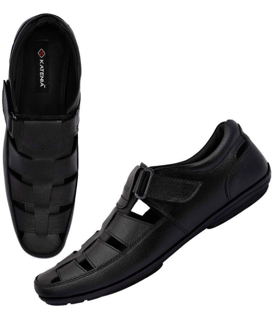 KATENIA Black Leather Sandals - None