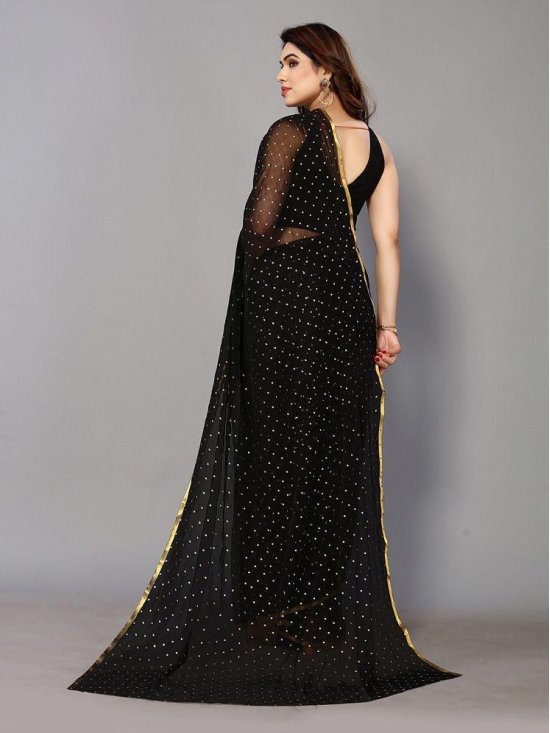 Rangita Women Embossed Printed Chiffon Saree With Blouse Piece - Black - Black