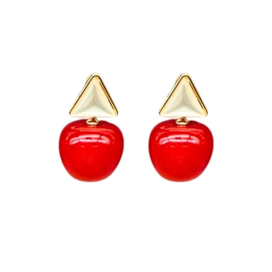 Red Cherry Earrings with Pearl Accents For Women & Girls - Design 2