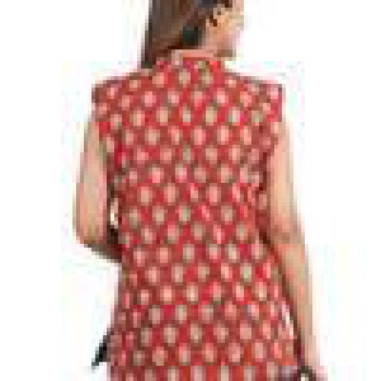 Tribes India Bagru Hand Block Printed Jacket - Red