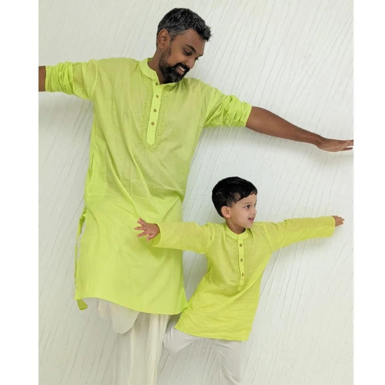 Embroidered Malmal Kurta | Lime Green | Newborn to Adult-5-6Y