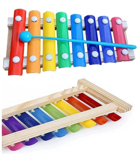 Fratelli Ecofriendly Wooden Xylophone Kids First Musical Sound Instrument Toys with 8 Notes Multicolor Made in India || BIS Approved