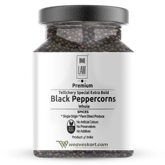 Premium quality Single origin Tellichery Special Extra Bold Black Peppercorns Whole – 100 gm