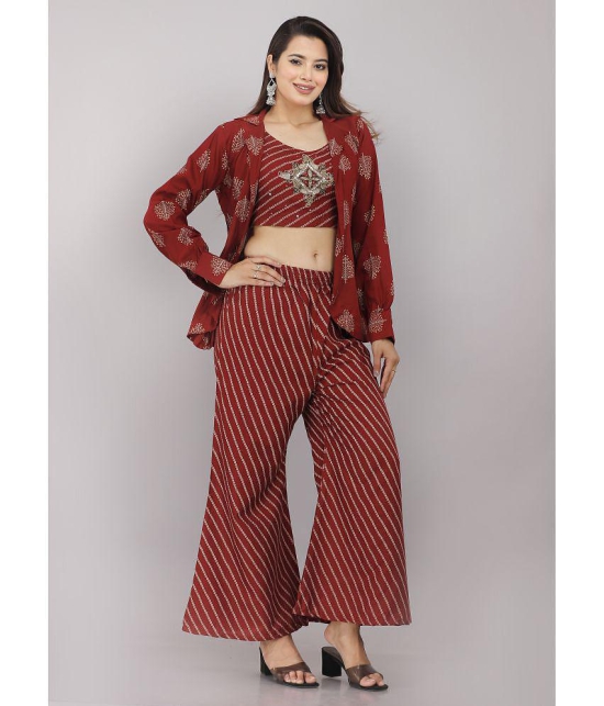 JC4U - Maroon Jacket Style Rayon Women's Stitched Salwar Suit ( Pack of 1 ) - None