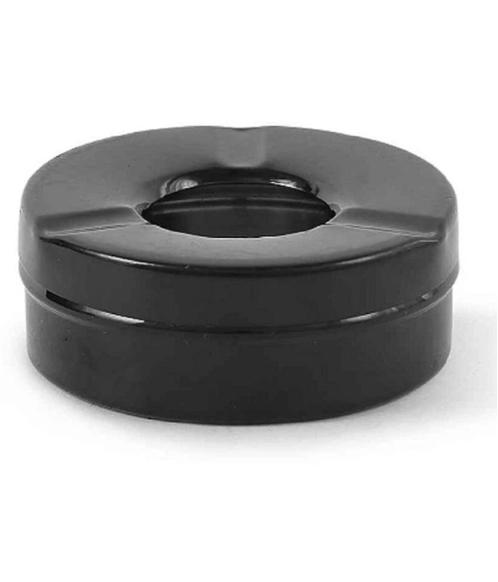 Dynore Stainless Steel Black Matt Lid Ash Tray- Set of 10 - Black