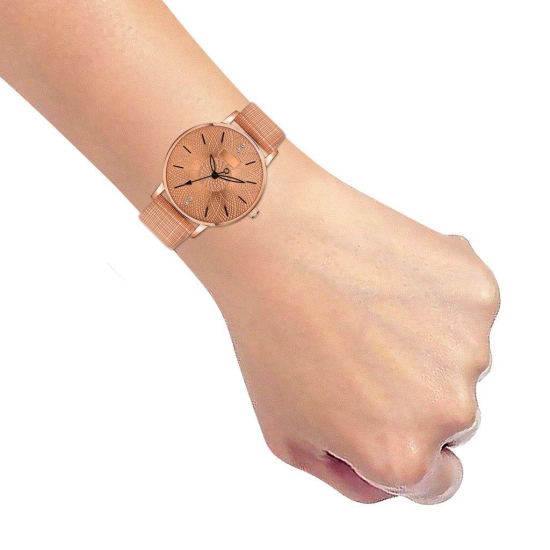 Loretta MT-315 Orange Leather Belt Slim Dial Women & Girls Watch