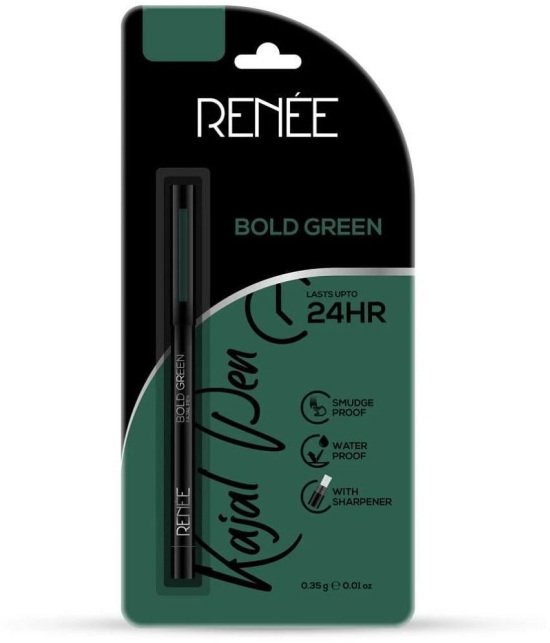 RENEE Bold Green Kajal Pen with Sharpener 24 Hrs Stay Long Lasting Kohl Pencil 0.35gm