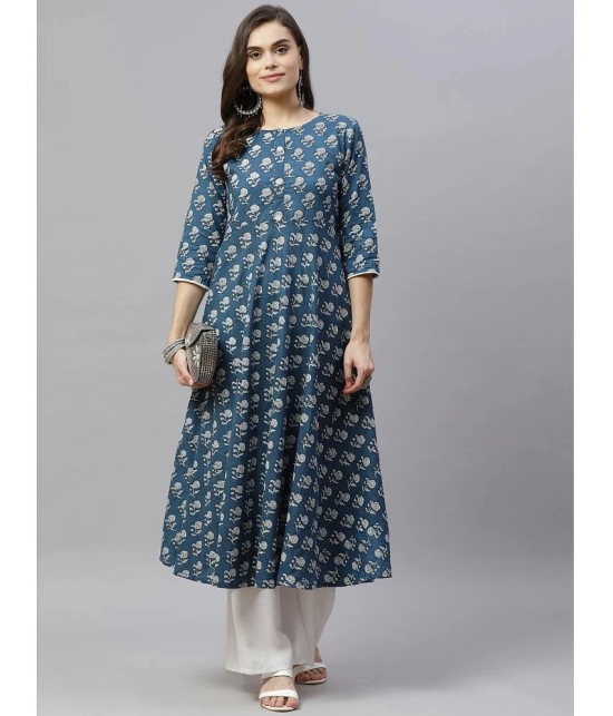 miravan - Blue Cotton Womens Anarkali Kurti ( Pack of 1 ) - None