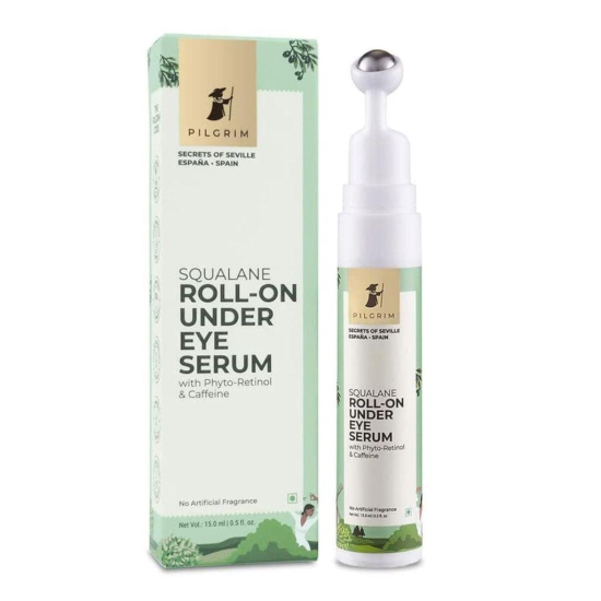 Pilgrim Squalane (Plant) Roll On Under Eye Cream For Dark Circles For Unisex With Phyto-Retinol & Caffeine, 15ml