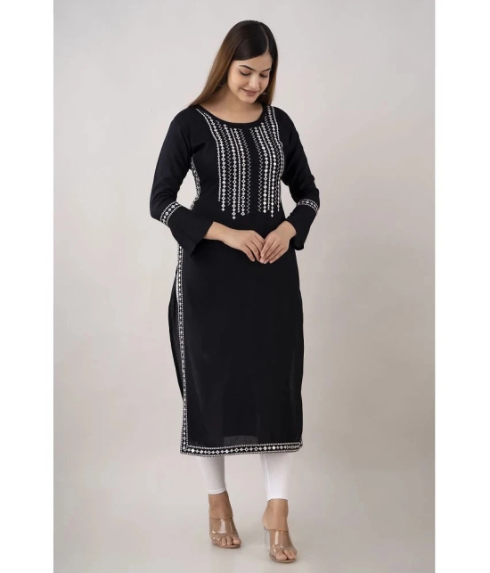 Kapadia - Black Rayon Womens Straight Kurti ( Pack of 1 ) - None