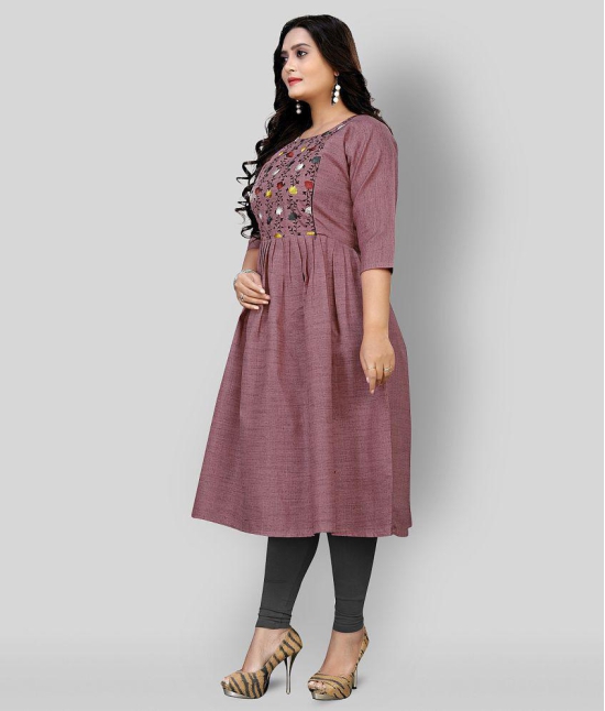 Rangrasiya - Pink Cotton Blend Women's Flared Kurti ( Pack of 1 ) - None