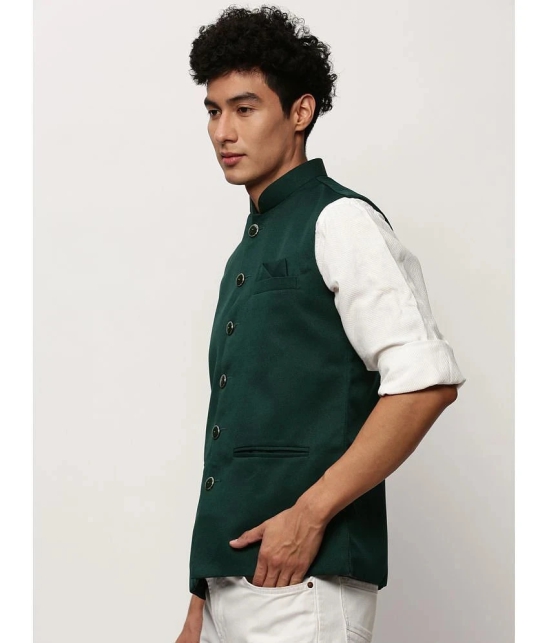 Showoff - Green Cotton Blend Mens Nehru Jacket ( Pack of 1 ) - None