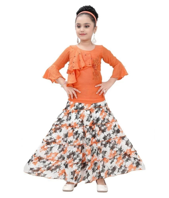 Arshia Fashions Girls Party Wear Top And Long Skirt Set - None