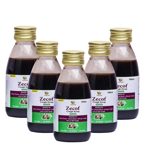 Vaddmaan Zecof - 5 x 100ml Ayurvedic cough syrup for Wet and Dry cough & Cold