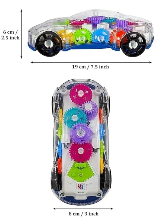 Storio 3D Baby Car Toy with 360 Degree Rotation, Gear Simulation Mechanical Car with Sound Music & Light Toys for Kids Boys & Girls