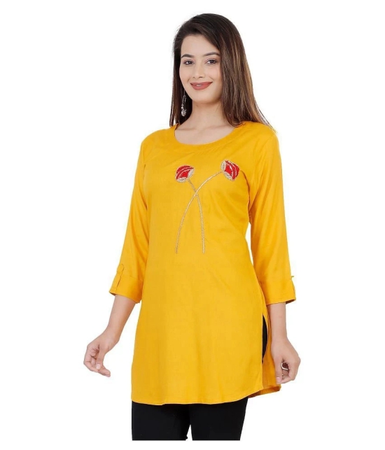 HIGHLIGHT FASHION EXPORT - Yellow Rayon Womens Straight Kurti - XXL