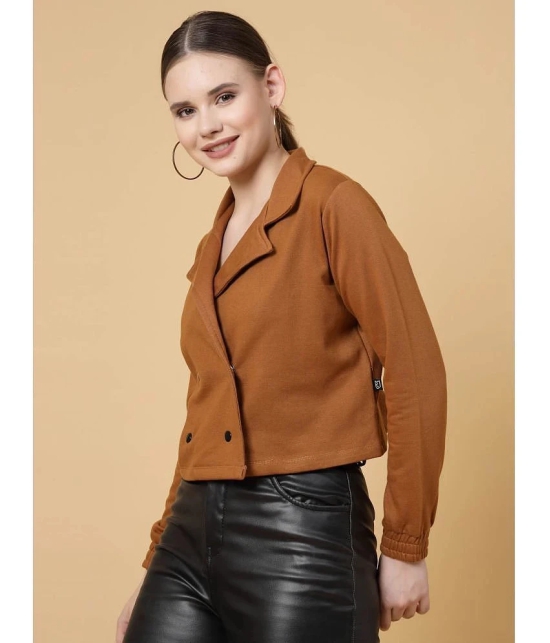 Rigo - Fleece Brown Biker Jacket - None