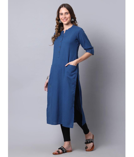 Pistaa - Blue Cotton Women's Straight Kurti ( Pack of 1 ) - None