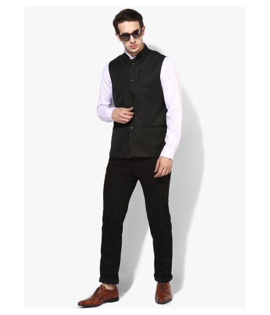 Hangup Black Cotton Blend Nehru Jacket - None