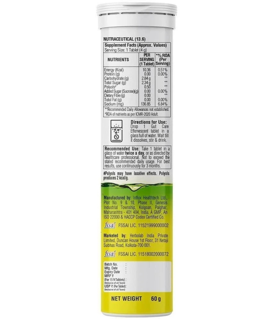 Dr. Vaidyas Gut Care Effervescent Tablets | 15 Tablets(Pack of 1) Nimbu Pani Flavour