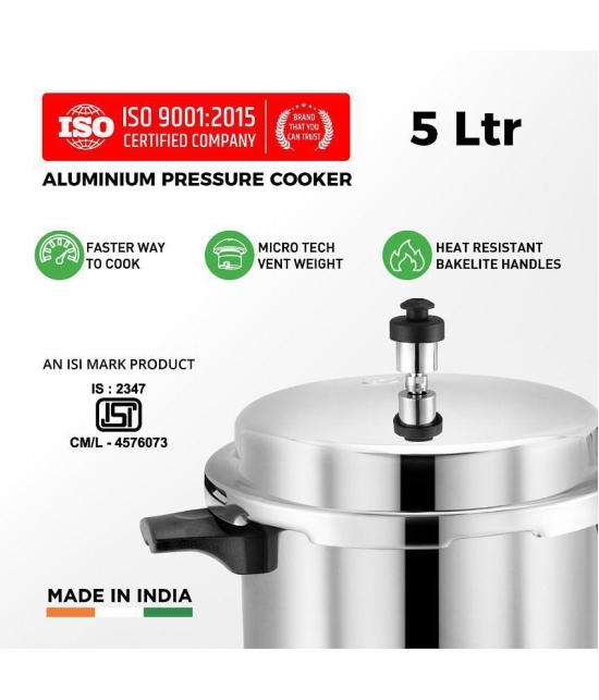 Srushti Gold is now Leoron 5 L Aluminium OuterLid Pressure Cooker Gas Stovetop Compatible