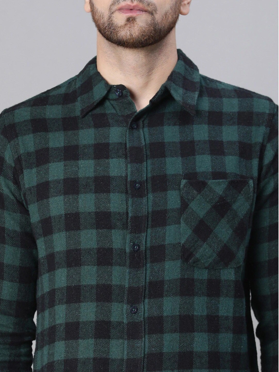 Oxolloxo Relaxed Buffalo Checked Spread Collar Cotton Casual Shirt