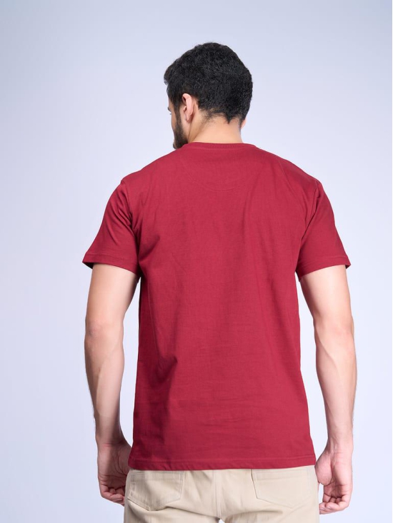 Mens 100% Cotton Maroon Half Sleeves Expert Tee - ET6