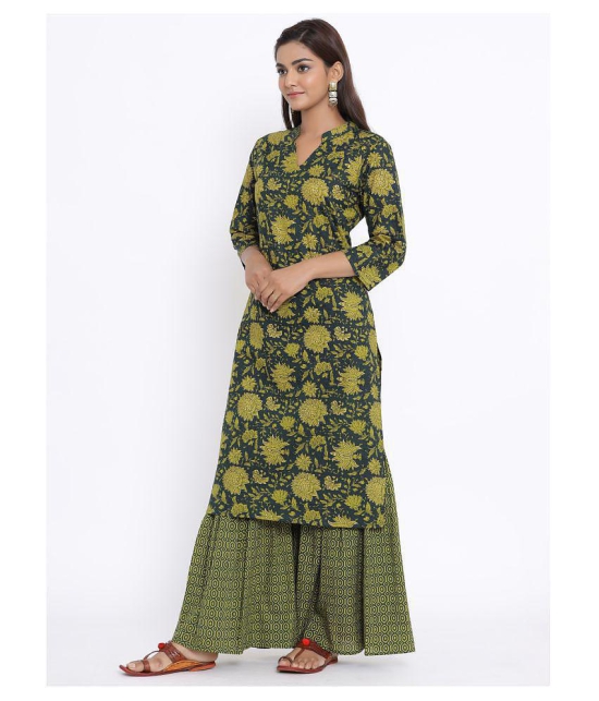 miravan Cotton Kurti With Sharara And Gharara - Stitched Suit - XXL