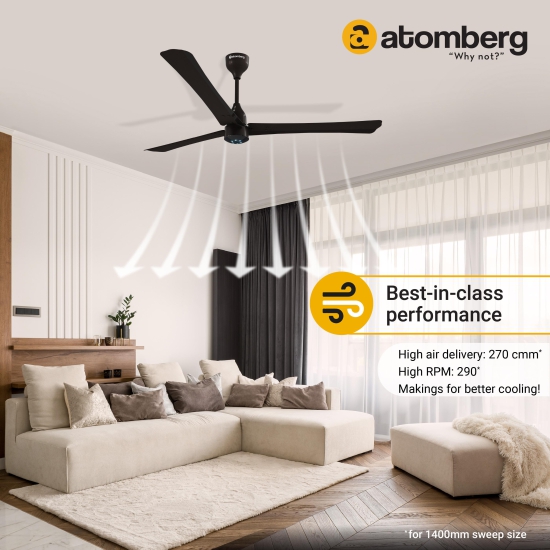 Atomberg Renesa+ 1400mm BLDC motor Energy Saving Anti-Dust Ceiling Fan with Remote Control | Earth Brown