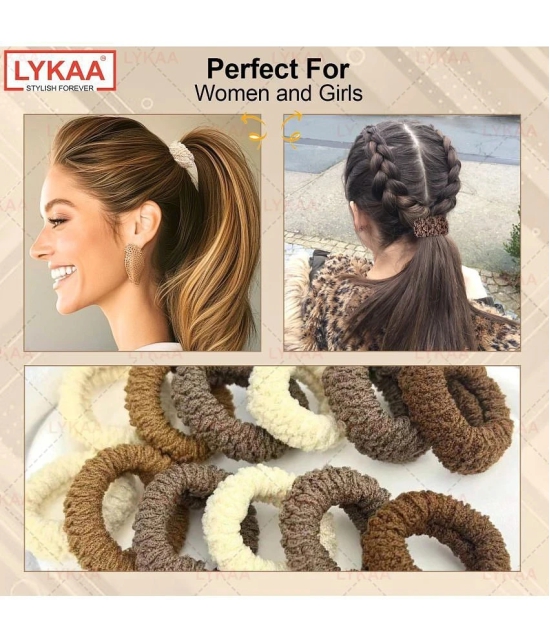 Lykaa Soft Cotton Stretchable rubber band hair ties ponytail holder Head band For Women -12 Pcs - Multi