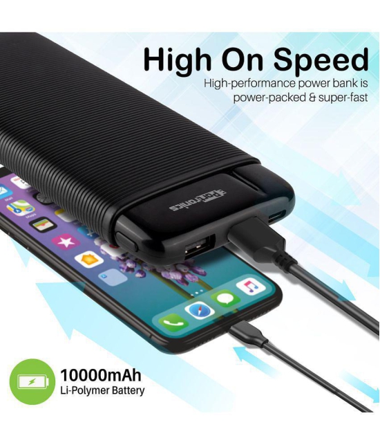 Portronics Power Pro 10K:10000mAh Power Bank with Dual Output ,Black (POR 1221) - Black