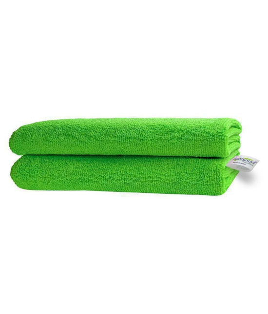 SOFTSPUN Microfiber Cloth - 2 pcs - 30x30 cms - 340 GSM Green - Thick Lint & Streak-Free Multipurpose Cloths - Automotive Microfibre Towels for Car Bike Cleaning Polishing Washing & Detailin