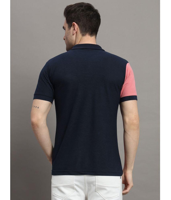 MXN Cotton Blend Regular Fit Colorblock Half Sleeves Mens Polo T Shirt - Navy Blue ( Pack of 1 ) - None