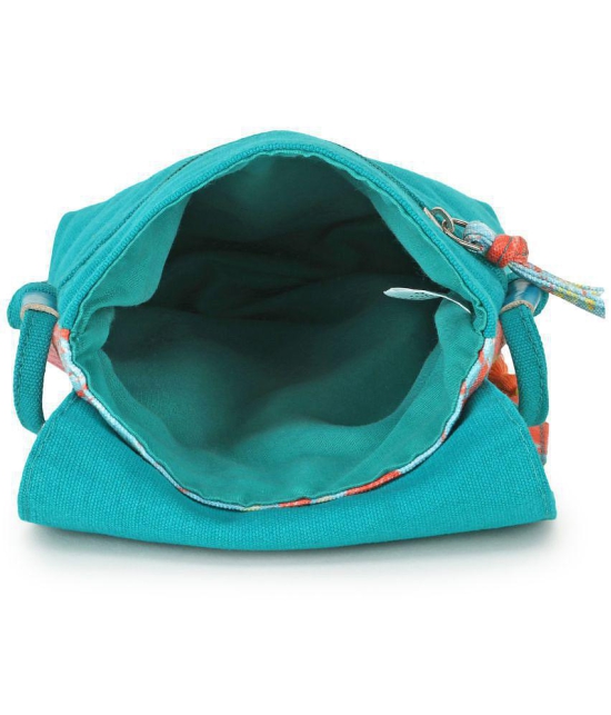 Anekaant Turquoise Cotton Sling Bag - Turquoise