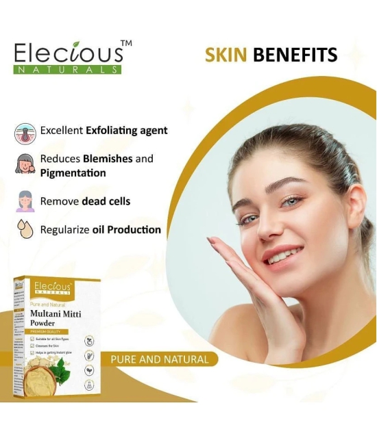 Elecious 100% Natural Multani Mitti powder for Face, Skin and Hair Fullers Earth (200 Grams)