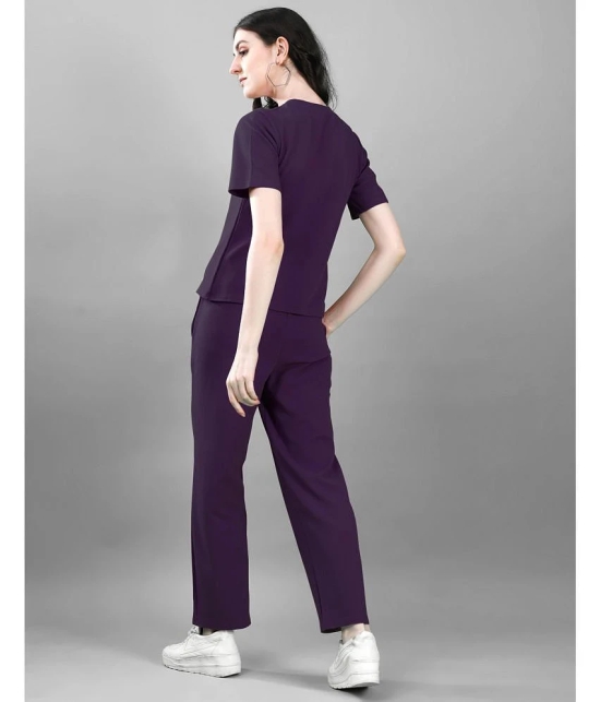 Selvia Purple Solid Pant Top Set - None