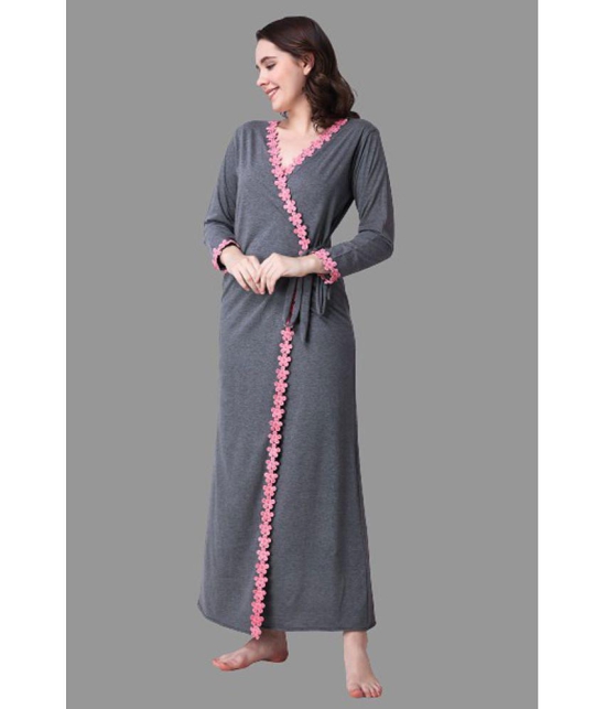 Affair - Grey Cotton Blend Womens Nightwear Nighty & Night Gowns ( Pack of 1 ) - None