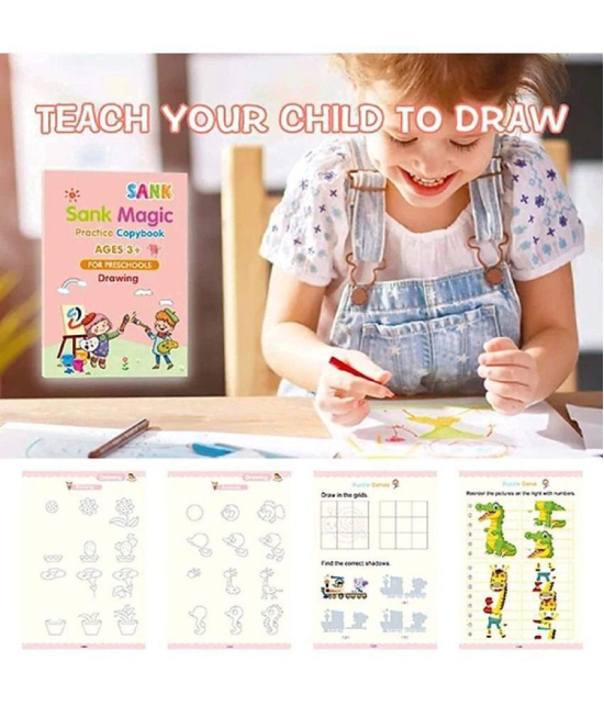 HILEE CHOICE Magic Practice Copybook Number Tracing Book for Preschoolers with Pen(4 BOOK + 10 REFILL+ 1 pen +1 grip)