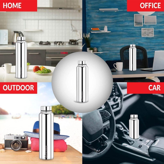 Mannat Stainless Steel 1000 ml Water Bottle | Leak Proof | Office Bottle | Gym Bottle | Home | Kitchen | Hiking | Treking Bottle | Travel Bottle | Refrigerator Bottle(Silver,Set of 1)