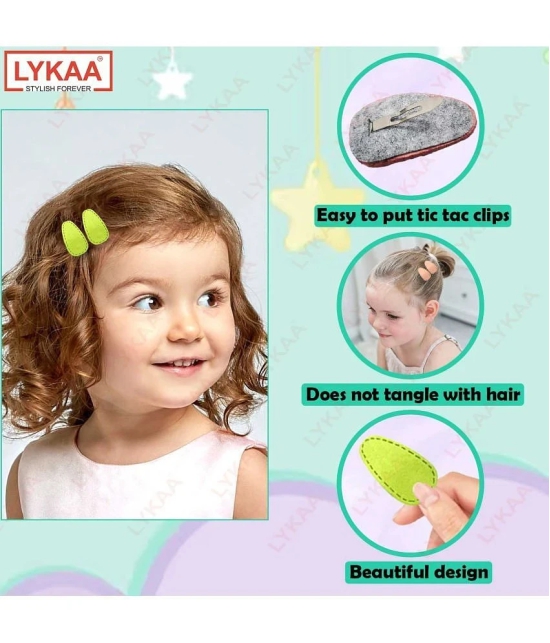 Lykaa Oval Shape Suede Hair Tic Tac Clips For Baby Girls Gifts - Pack of 6 (Multicolor) - Multi