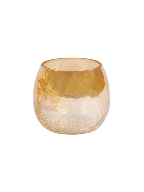 Round Gold 3In1 Glass Flower Tea Light Candle Holder