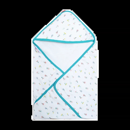 Multipurpose Printed Cotton Baby Warm Hooded Wrapper/Blanket/Towel/Swaddle for New Born Baby/Double Layer Cotton Swaddle (Triangle)-0 - 6 Months