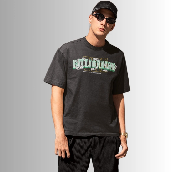 Billionaire Black Oversized T-Shirt-Black / L-46