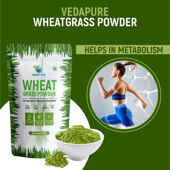 Vedapur Naturals Organic & Natural Wheatgrass Powder For Immunity & Energy - 100gm