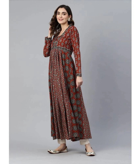 Vbuyz - Maroon Cotton Womens Anarkali Kurti ( Pack of 1 ) - None